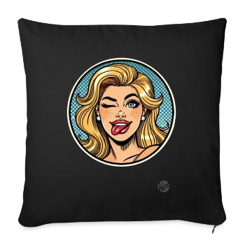 Femme coquine clin d’œil dans le style vintage pop art - Housse de coussin décorative 45 x 45 cm - noir - Devant