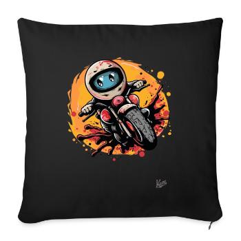 Bande dessinée de moto mignonne - Housse de coussin décorative 45 x 45 cm - noir - Devant
