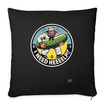 Un marin en sueur a besoin d’aide avec le concombre - Housse de coussin décorative 45 x 45 cm - noir - Devant