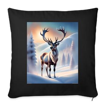 Winter reindeer - Sofa pillowcase 17,3'' x 17,3'' (45 x 45 cm) - black - Front