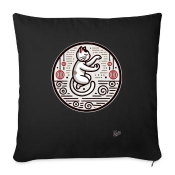 Tai Chi Meditation Cat - Sofa pillowcase 17,3'' x 17,3'' (45 x 45 cm) - black - Front
