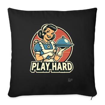 Housewife Cooking Serving Hard Play - Sofa pillowcase 17,3'' x 17,3'' (45 x 45 cm) - black - Front