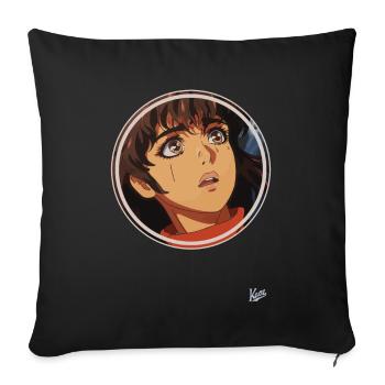 Japonais Dessin animé des années 90 Fille - Housse de coussin décorative 45 x 45 cm - noir - Devant