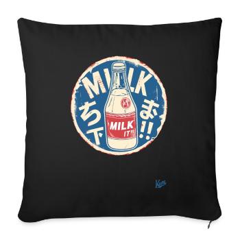 Japanische Milch in der Flasche - Sofakissenbezug 45 x 45 cm - Schwarz - Vorne