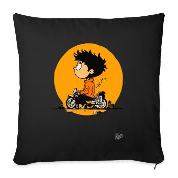 Boy with motorcycle - Sofa pillowcase 17,3'' x 17,3'' (45 x 45 cm) - black - Front