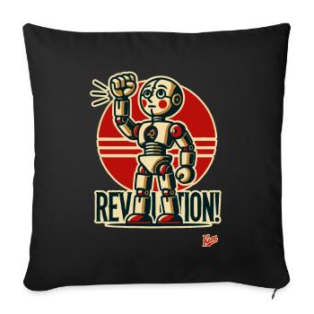Retro-Roboter-Revolution - Sofakissenbezug 45 x 45 cm - Schwarz - Vorne