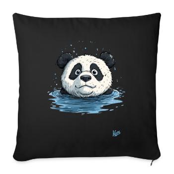 Little panda in the water - Sofa pillowcase 17,3'' x 17,3'' (45 x 45 cm) - black - Front