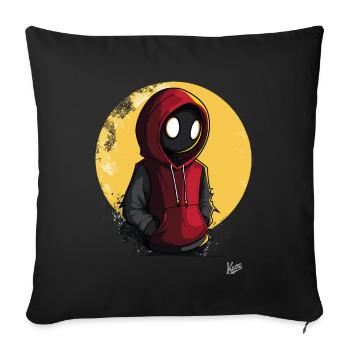Mysteriöse Comic Figur im roten Hoodie - Sofakissenbezug 45 x 45 cm - Schwarz - Vorne