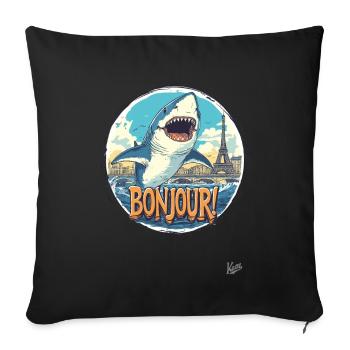 Bonne journée! Le requin dans la Seine dit Bonjour ! - Housse de coussin décorative 45 x 45 cm - noir - Devant