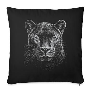 Panthère Portrait Faune Jungle - Housse de coussin décorative 45 x 45 cm - noir - Devant