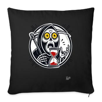 Time is running out, Grim Reaper with hourglass - Sofa pillowcase 17,3'' x 17,3'' (45 x 45 cm) - black - Front