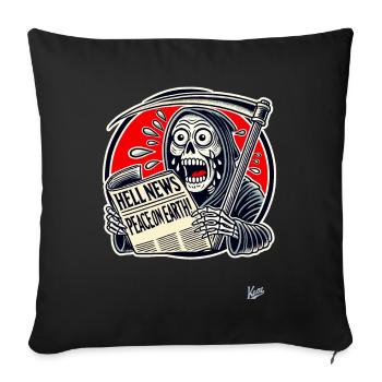 Grim Reaper lisant le journal, la paix sur terre - Housse de coussin décorative 45 x 45 cm - noir - Devant