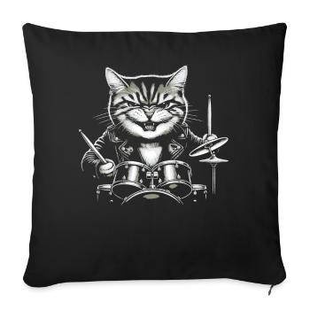 Rock Music Cat Funny Humor Gift Idea - Sofa pillowcase 17,3'' x 17,3'' (45 x 45 cm) - black - Front