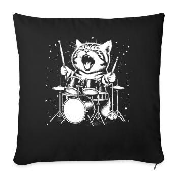 Rock Music Cat Funny Humor Gift Idea - Sofa pillowcase 17,3'' x 17,3'' (45 x 45 cm) - black - Front
