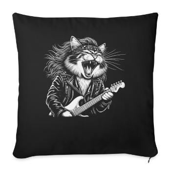 Rock Music Cat Funny Humor Gift Idea - Sofa pillowcase 17,3'' x 17,3'' (45 x 45 cm) - black - Front