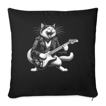 Rock Music Cat Funny Humor Gift Idea - Sofa pillowcase 17,3'' x 17,3'' (45 x 45 cm) - black - Front