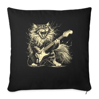 Rock Music Cat Funny Humor Gift Idea - Sofa pillowcase 17,3'' x 17,3'' (45 x 45 cm) - black - Front