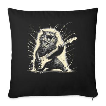Rock Music Cat Funny Humor Gift Idea - Sofa pillowcase 17,3'' x 17,3'' (45 x 45 cm) - black - Front