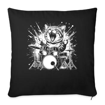 Rock Music Cat Funny Humor Gift Idea - Sofa pillowcase 17,3'' x 17,3'' (45 x 45 cm) - black - Front