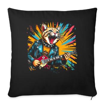 Rock Music Cat Funny Humor Gift Idea - Sofa pillowcase 17,3'' x 17,3'' (45 x 45 cm) - black - Front