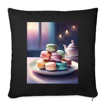 A pile of french macarons - Sofa pillowcase 17,3'' x 17,3'' (45 x 45 cm) - black - Front