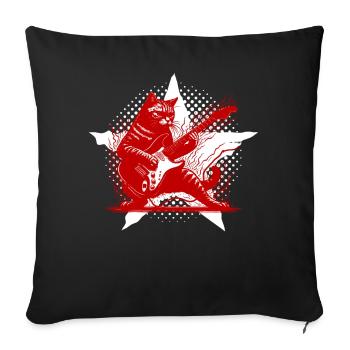 Musique Rock Chat Drôle Humour Idée Cadeau - Housse de coussin décorative 45 x 45 cm - noir - Devant
