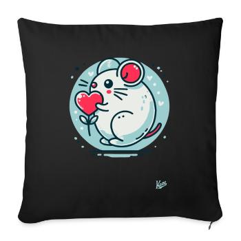 Cute Mouse with Heart - Sofa pillowcase 17,3'' x 17,3'' (45 x 45 cm) - black - Front