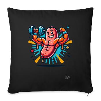 Muscle Bodybuilder Force Saucisse - Housse de coussin décorative 45 x 45 cm - noir - Devant