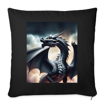 Grauer Drache - Sofakissenbezug 45 x 45 cm - Schwarz - Vorne