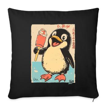 Retro Japan Edo Style Penguin with Cream - Sofa pillowcase 17,3'' x 17,3'' (45 x 45 cm) - black - Front