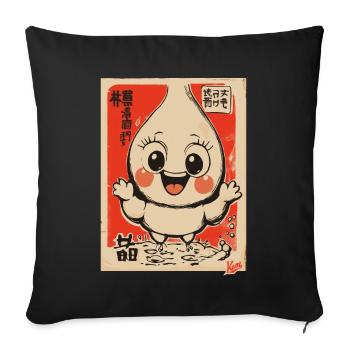Japanese Vintage Cartoon Water Drop Boy - Sofa pillowcase 17,3'' x 17,3'' (45 x 45 cm) - black - Front