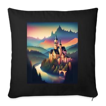A castle in Romania - Sofa pillowcase 17,3'' x 17,3'' (45 x 45 cm) - black - Front