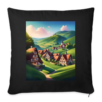 Vieille ville d’Autriche - Housse de coussin décorative 45 x 45 cm - noir - Devant