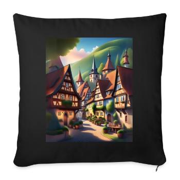 Old town in Switzerland - Sofa pillowcase 17,3'' x 17,3'' (45 x 45 cm) - black - Front