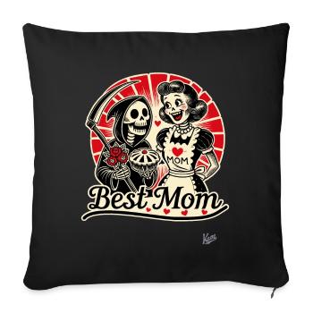 Grim Reaper and the Best Mom - Sofa pillowcase 17,3'' x 17,3'' (45 x 45 cm) - black - Front