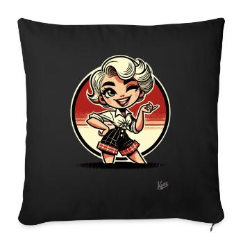 Blonde Sweet Lady – Coquine et forte - Housse de coussin décorative 45 x 45 cm - noir - Devant