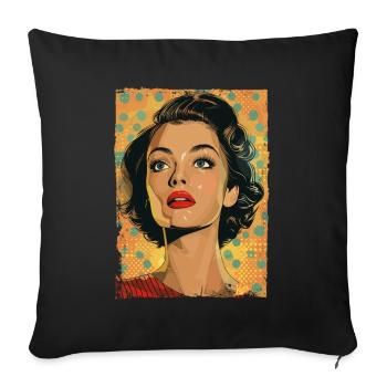 Classique Rétro Pop Art Femme - Housse de coussin décorative 45 x 45 cm - noir - Devant