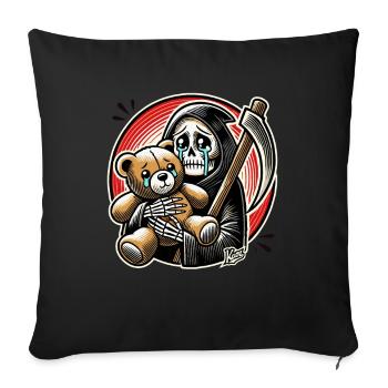 Crying Grim Reaper cuddling a stuffed animal - Sofa pillowcase 17,3'' x 17,3'' (45 x 45 cm) - black - Front