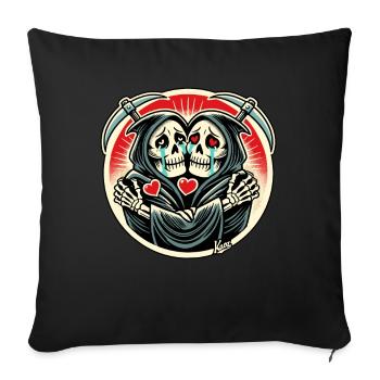Grim Reaper twins crying and hugging each other - Sofa pillowcase 17,3'' x 17,3'' (45 x 45 cm) - black - Front