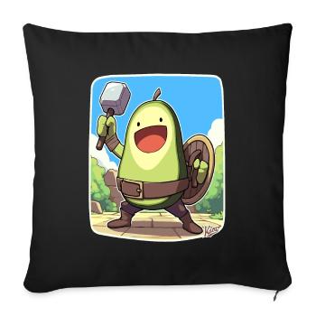 Lustige Krieger-Avocado - Sofakissenbezug 45 x 45 cm - Schwarz - Vorne