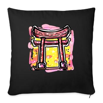 Porte japonaise Tori - Housse de coussin décorative 45 x 45 cm - noir - Devant