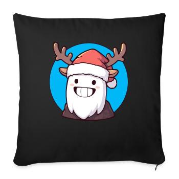 Christmas Yeti with Antlers and Santa Hat - Sofa pillowcase 17,3'' x 17,3'' (45 x 45 cm) - black - Front