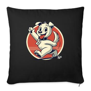 Chien de dessin animé rétro se promène - Housse de coussin décorative 45 x 45 cm - noir - Devant