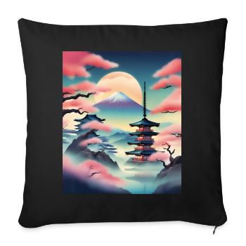 Beautiful japanese view - Sofa pillowcase 17,3'' x 17,3'' (45 x 45 cm) - black - Front