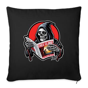 Grim Reaper lit un livret sur l’escalade - Housse de coussin décorative 45 x 45 cm - noir - Devant