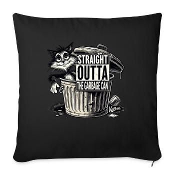 Tout droit sorti de la chatte des ordures - Housse de coussin décorative 45 x 45 cm - noir - Devant