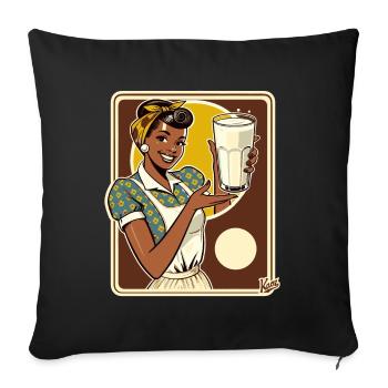 African housewife presenting good milk - Sofa pillowcase 17,3'' x 17,3'' (45 x 45 cm) - black - Front