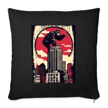 Funny chimpanzee climbs skyscraper - Sofa pillowcase 17,3'' x 17,3'' (45 x 45 cm) - black - Front