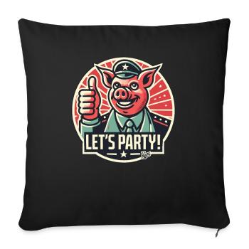 Let's celebrate with the party pig - Sofa pillowcase 17,3'' x 17,3'' (45 x 45 cm) - black - Front