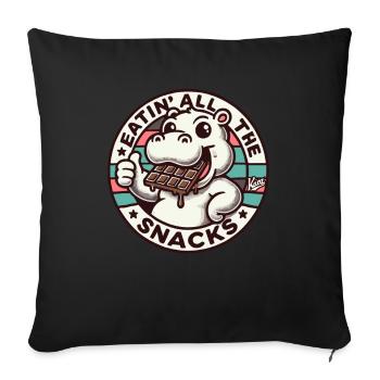 Funny hippo eating chocolate and all snacks - Sofa pillowcase 17,3'' x 17,3'' (45 x 45 cm) - black - Front